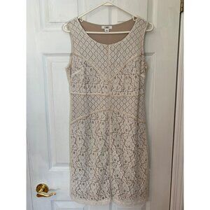 Cato Womens Sheath Mini Dress Size 8 White Crochet High Neck Sleeveless